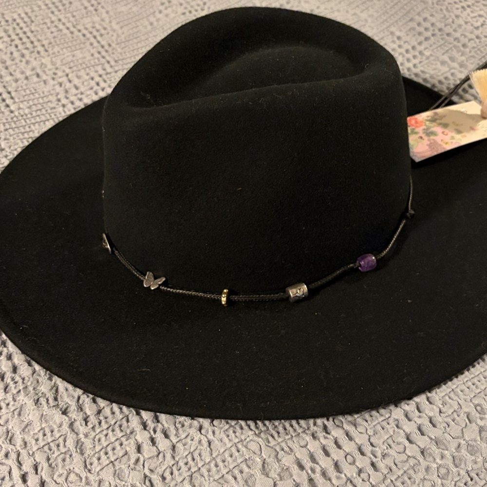 NWT Johnny Was Black Hat with Beaded Band - Picture 2 of 6